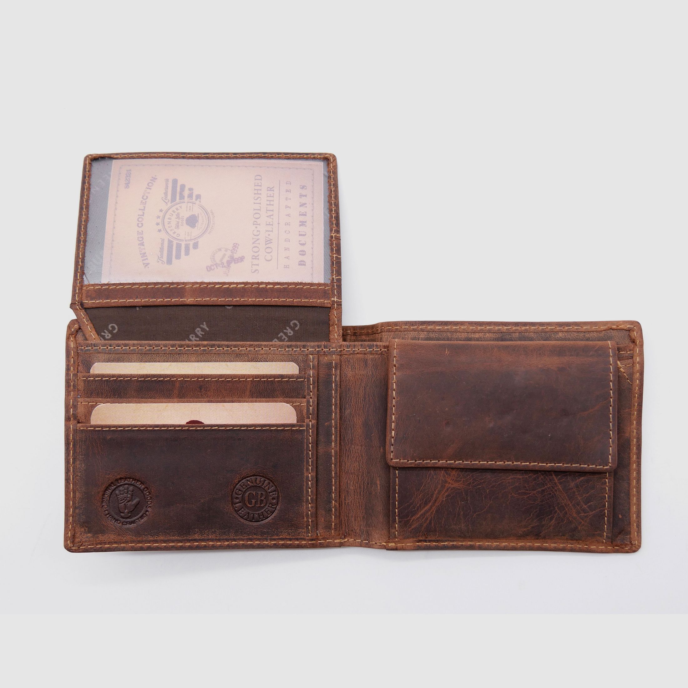 Greenburry leather wallet brown Vintage Animal Collection boar 1705-wildboar-25
