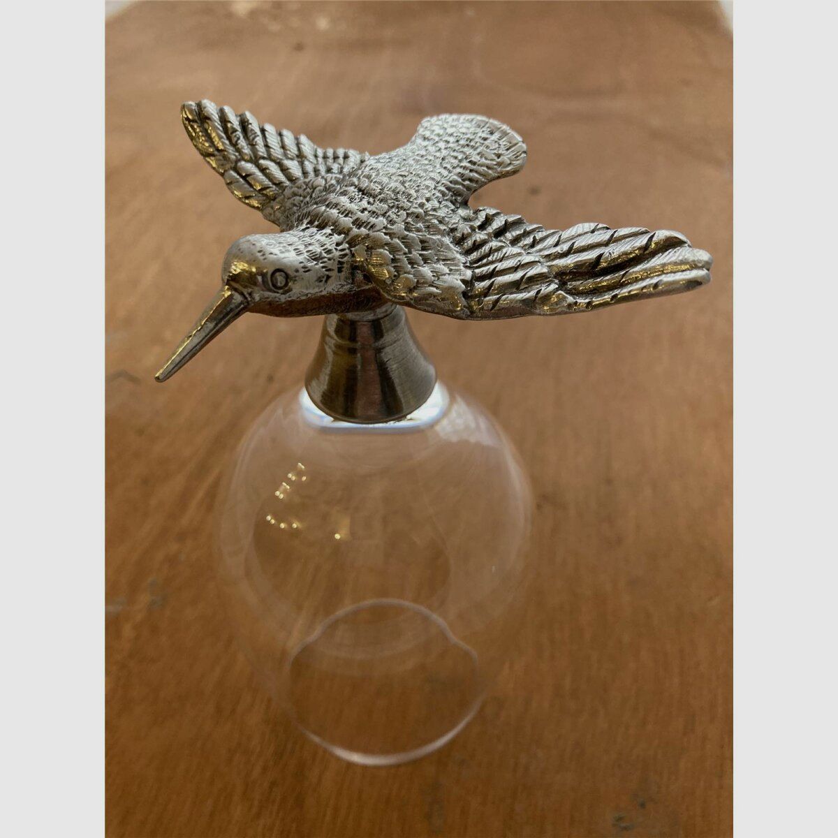 Lovergreen Accessoires Motiv Wein-Glas mit Waldschnepfen-Fu aus Zinn