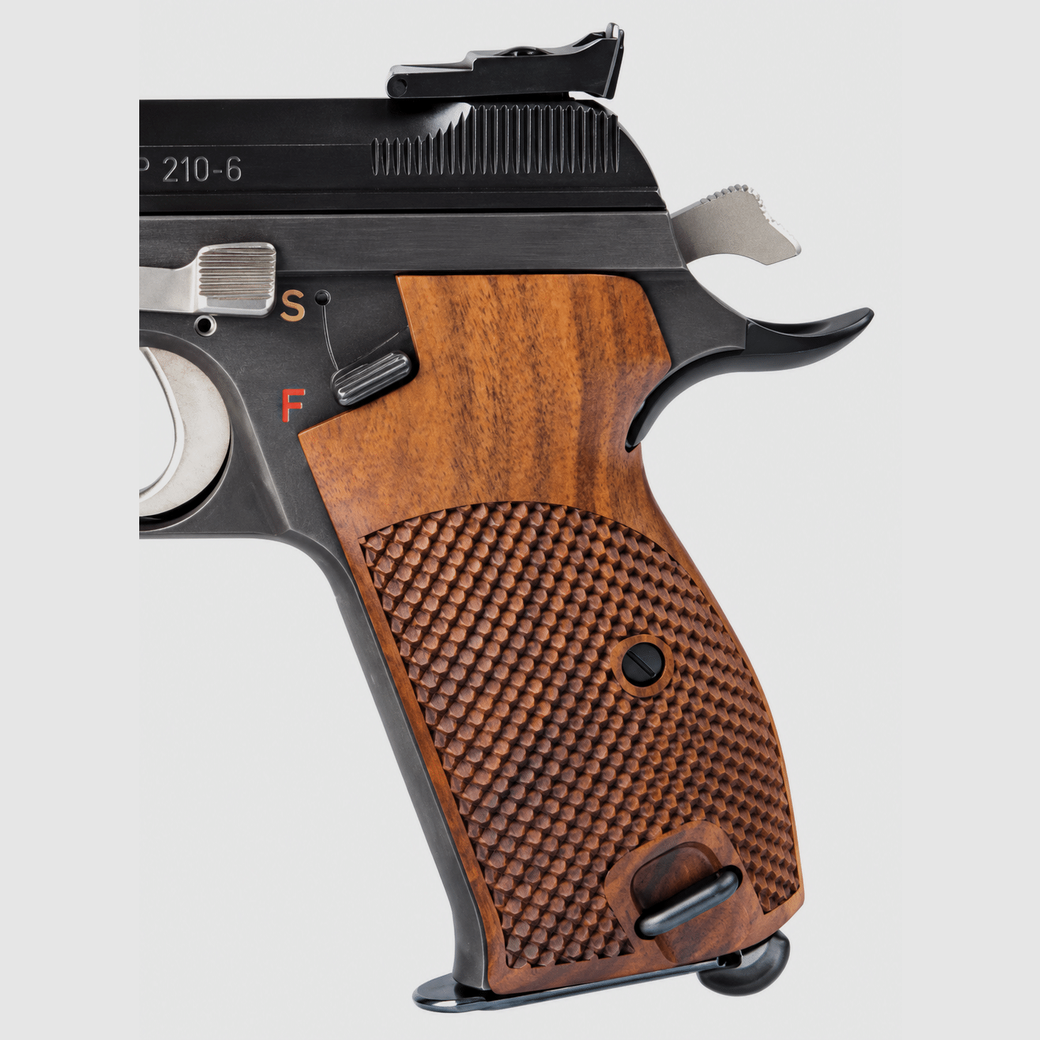 Karl Nill Impugnature per SIG P210 / P49 – oliate con pelle di pesce e anello per cordino, immagine 2 di 3