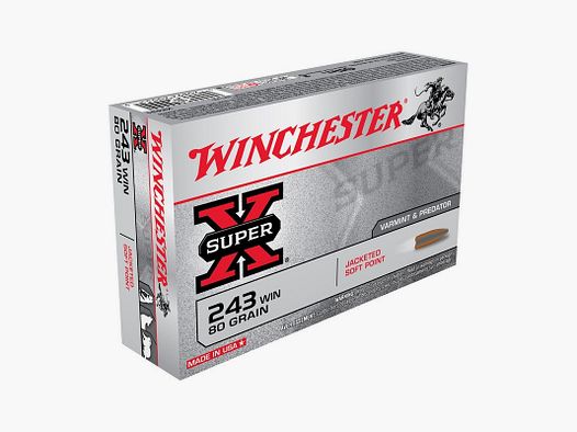 DOOS VAN 20 PATRONEN WINCHESTER SUPER X POWER POINT KAL. 243 WIN 80 GR