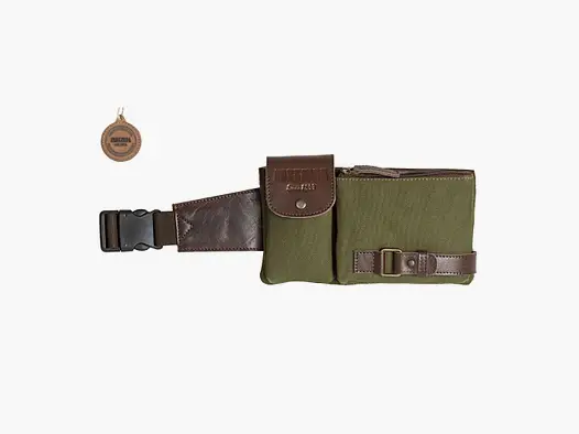 AKAH Sacoche de taille en cuir de buffle et toile
