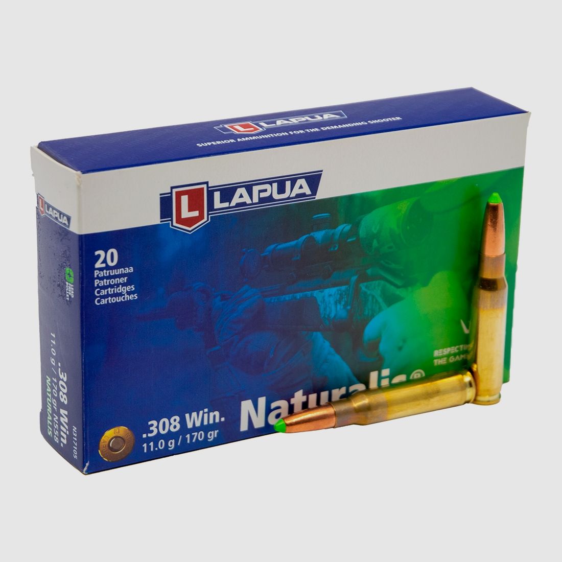 Büchsenpatronen Lapua Naturalis  .308Win 11,0g, 170gr. Bleifrei !!!