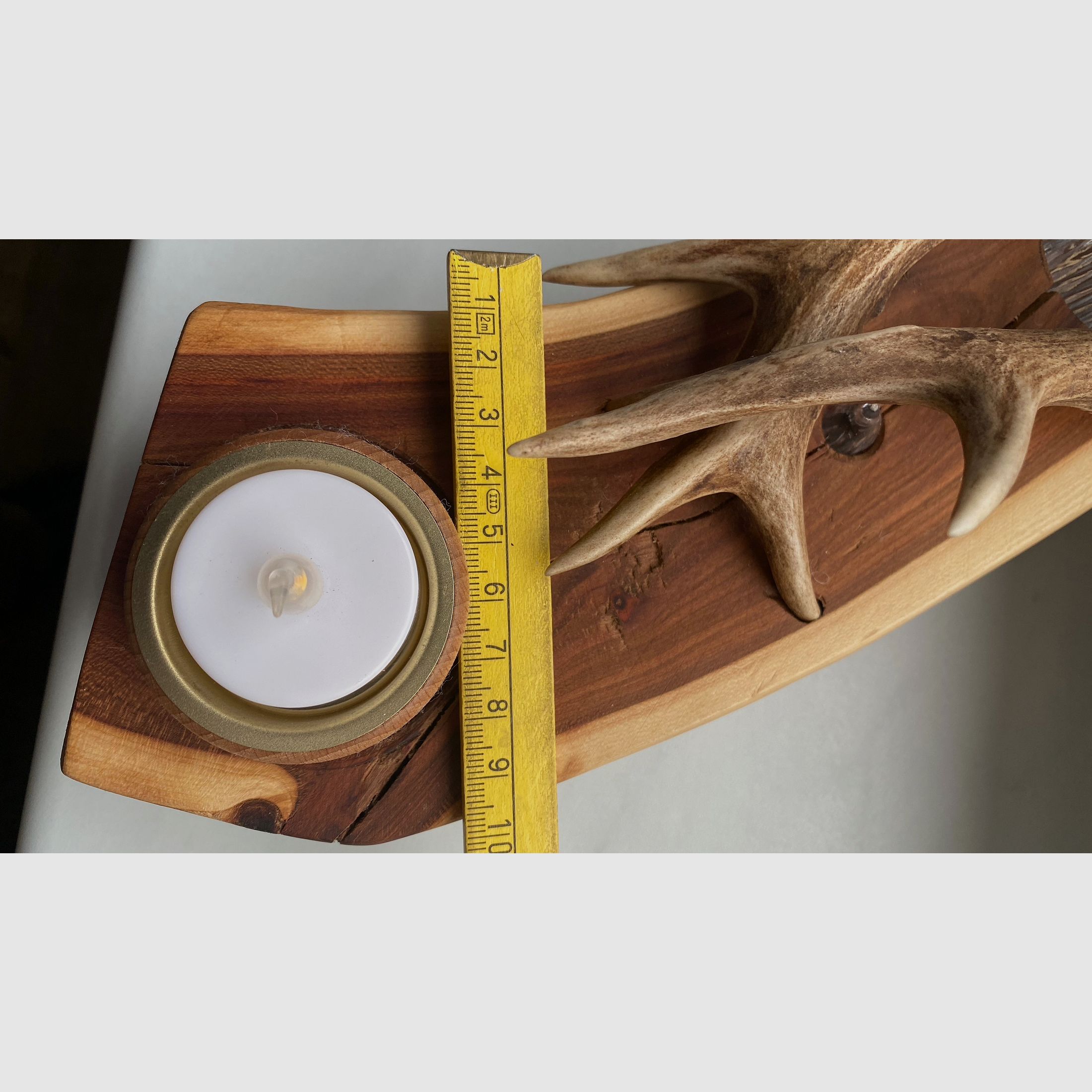 Tischdeko Deko Beleuchtung Vase Geweihstangen Holz