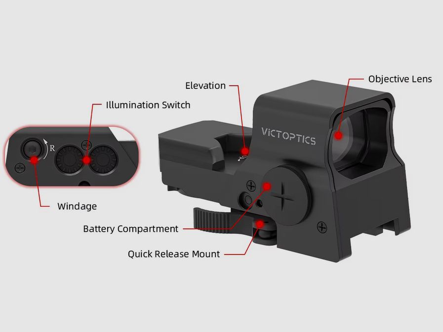 VictOptics - RDSL35 Red Dot-Visier - 1x27x39 - 8 verschiedene Absehen - rot/grün - OVP & NEU
