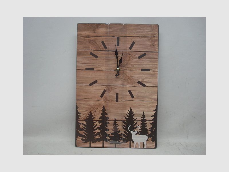 Wanduhr Motiv Hirsch - mit Wald