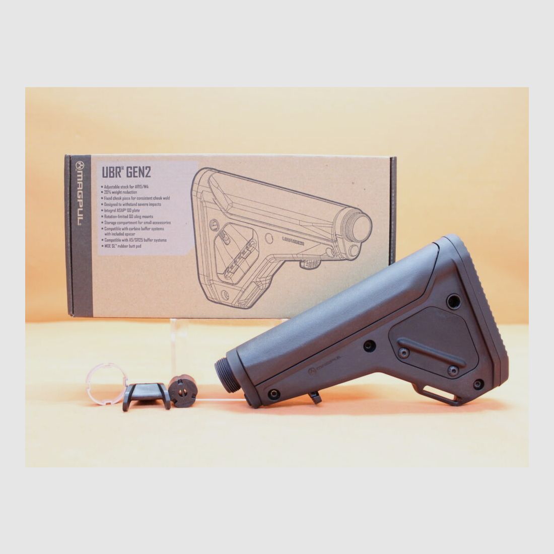 Magpul AR-15: Buttstock Magpul UBR 2.0 (MAG482-BLK) Utility/Battle Rifle Stock Polymer Black, Bild 1 von 5