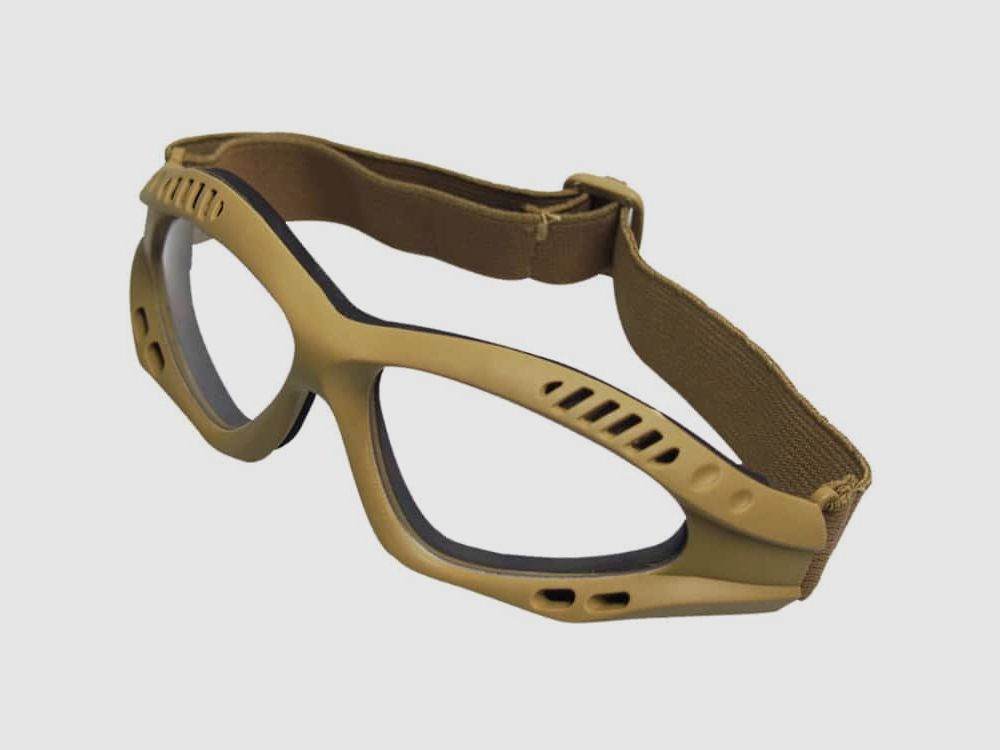 DELTA SIX FlexProtect Airsoft Schutzbrille (desert / tan - klares Glas)