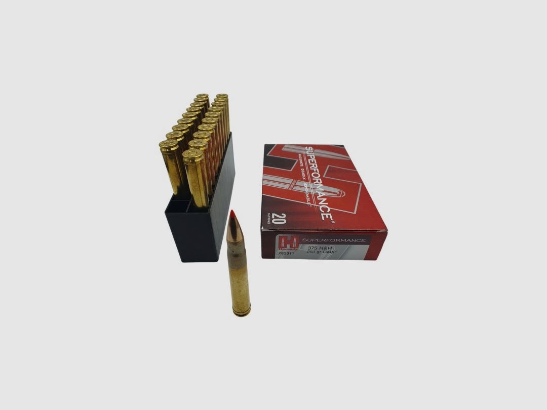DESTO AMMO - PACKUNG MIT 20 PATRONEN HORNADY KAL.375HHM SUPERFORMANCE 250Gr GESCHOSS GMX, Bild 1 von 4