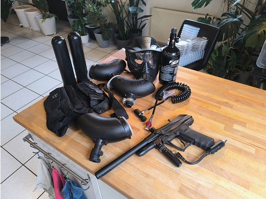 ZEN / MAXS High Voltage 2 Paintball complete set .68 – HP, hopper, NXe, mask (price is negotiable)