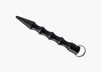 Kubotan estriado con llavero - Negro