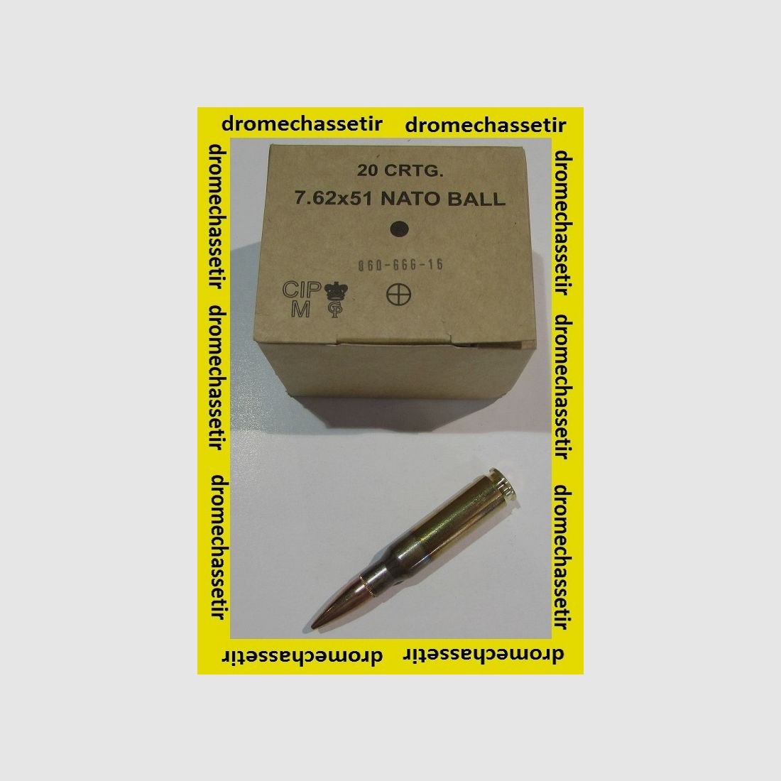 Caisse de 640 munitions GGG calibre 308 winchester , 147 grains, FMJ