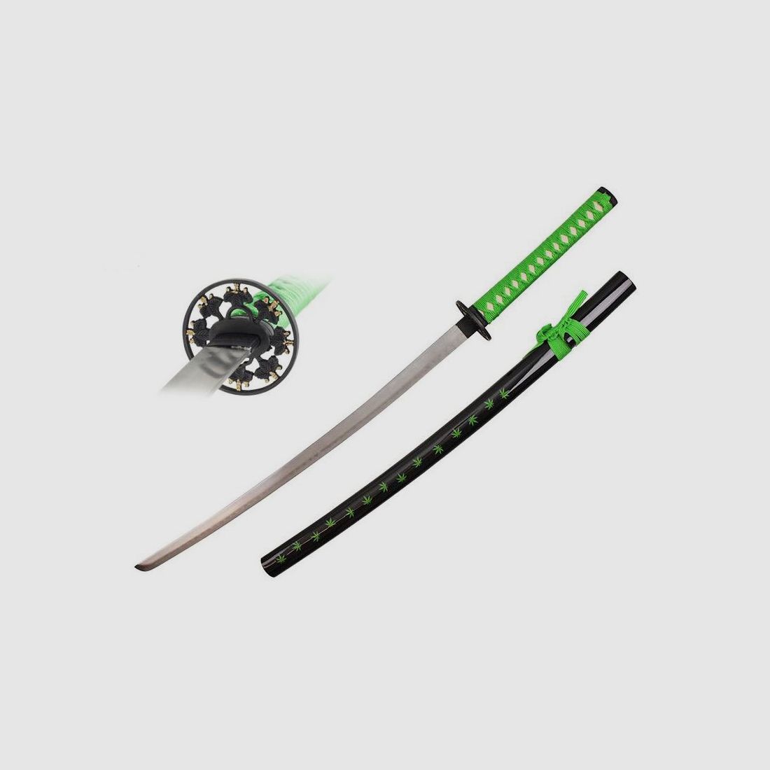 Katana Marihuana con motivo de marihuana colorido