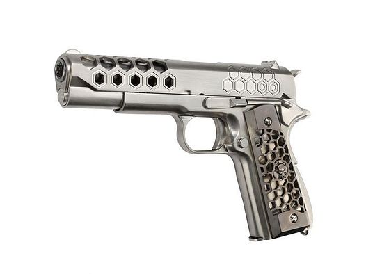 Wei-ETech M1911 Hex Cut Version Punisher Vollmetall GBB 6mm BB Satin-Chrome