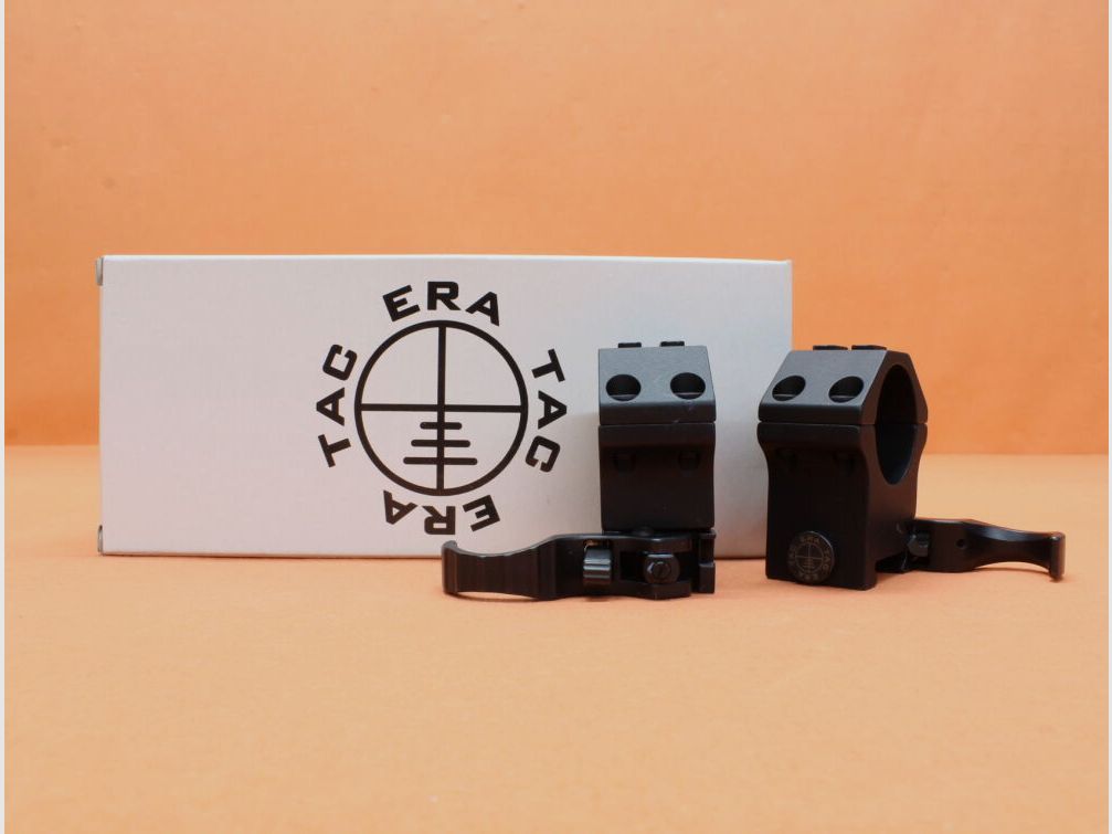 Recknagel Era-Tac QD Montageringe 30mm (T1003-0017) mit Hebel, Alu schwarz, BH=17mm für Picatinnyprofil