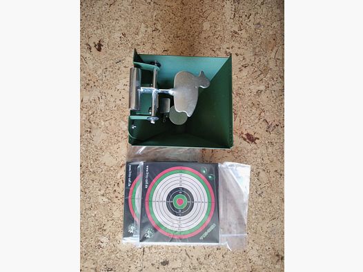Multifunktions Kugelfangkasten Trichter mit Klappziel Ente mit 200 Zielscheiben 14 x 14 cm dazu! 