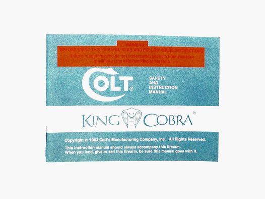 Manuale di istruzioni COLT “King Cobra” 1993