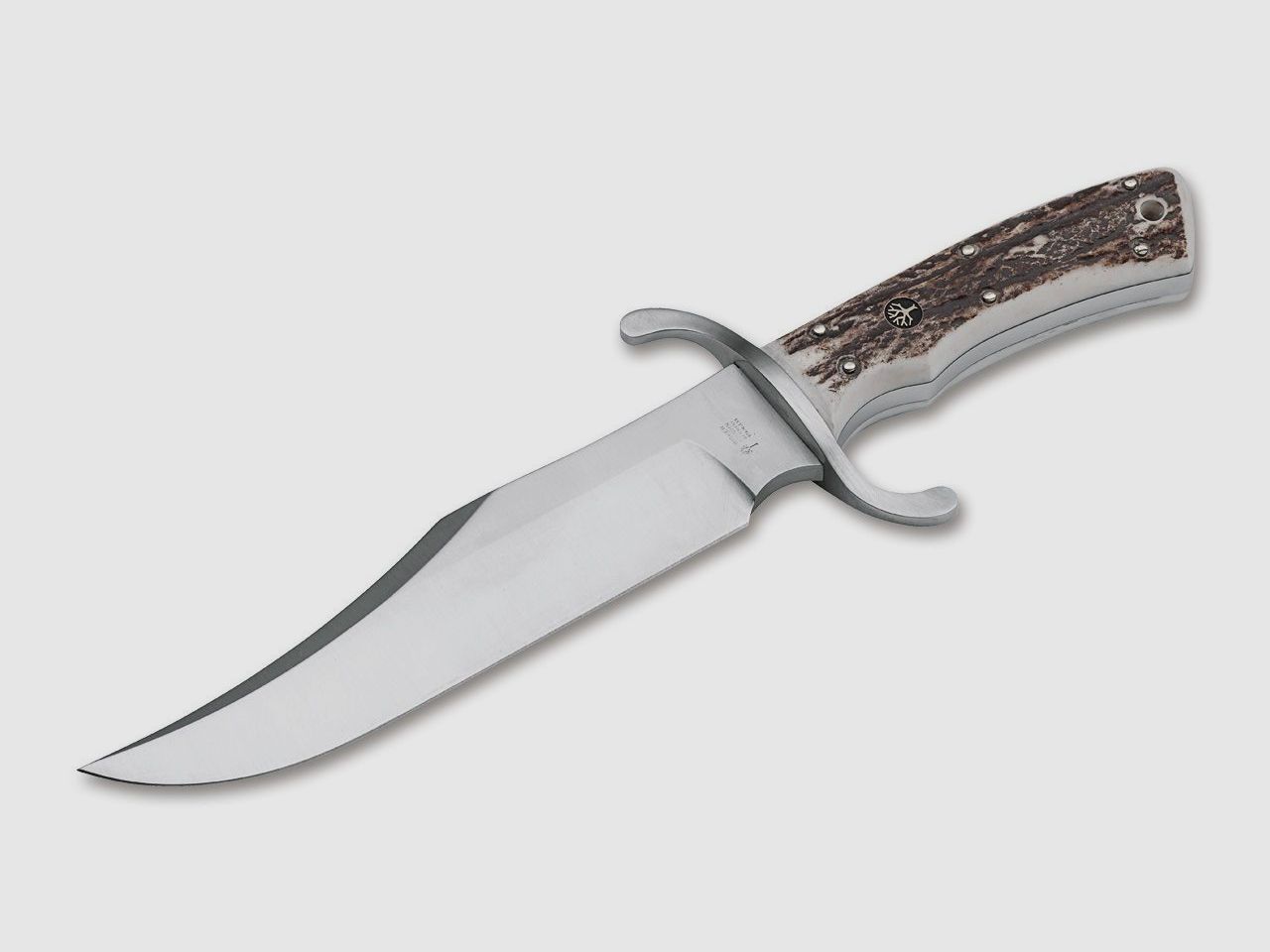 Bowie N690 Hirschhorn mit hochwertiger Western-Lederscheide