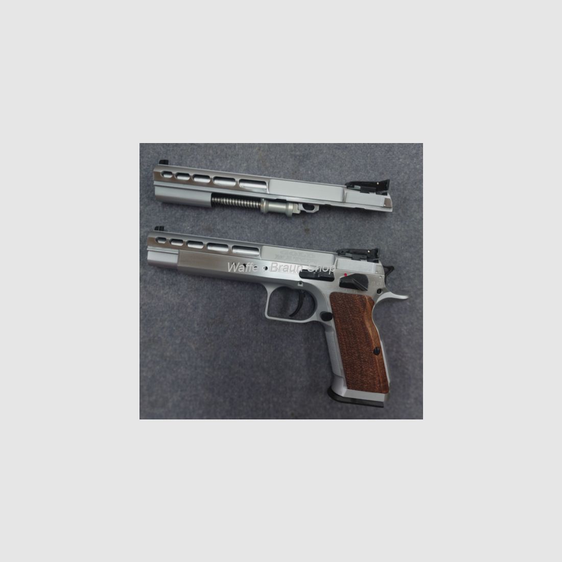 Tanfoglio Pistole T97L Gold Match Bullseye Combo, 6", Kal. .45 Auto, hartverchromt, +WS 9mm Luger