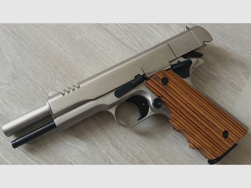 Lange Federführungsstange für Colt 1911 Schreckschusspistolen Schwarz Bruniert