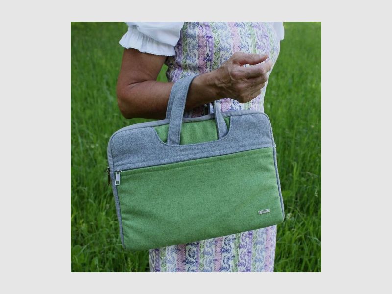 Borsa per laptop Gloria in verde e grigio