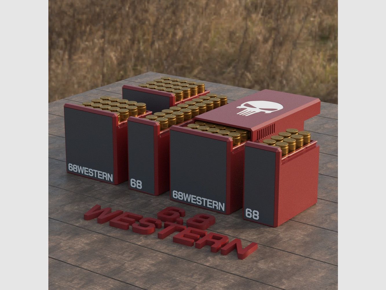 Filamelt skrzynka na amunicję / Ammo 6.8 Western (Winchester/Browning) - pudełko na naboje na 50 strzałów, wyprodukowane w Niemczech