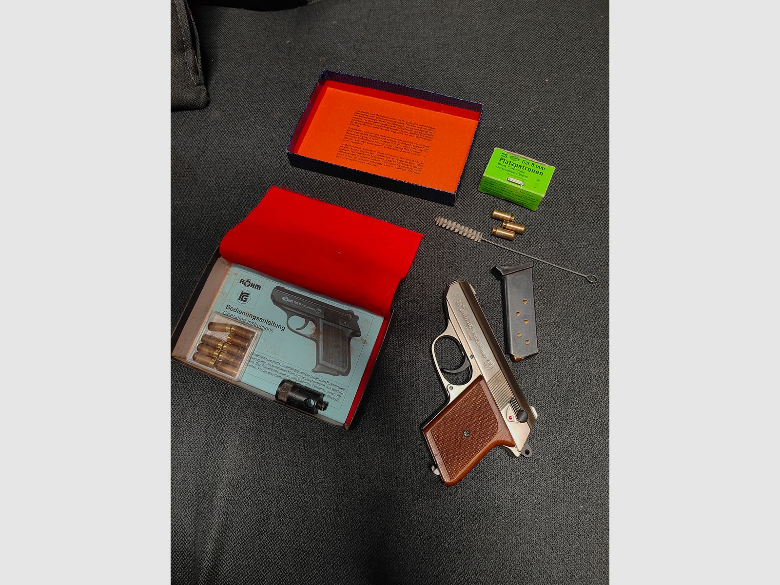 8mm K Signal Schreckschuss Gas RG 9 Röhm ptb 413 Pistola Vintage Níquel Plata