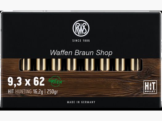 RWS HIT 9,3x62 16,2g/250grain "bleifrei" 20 Stück