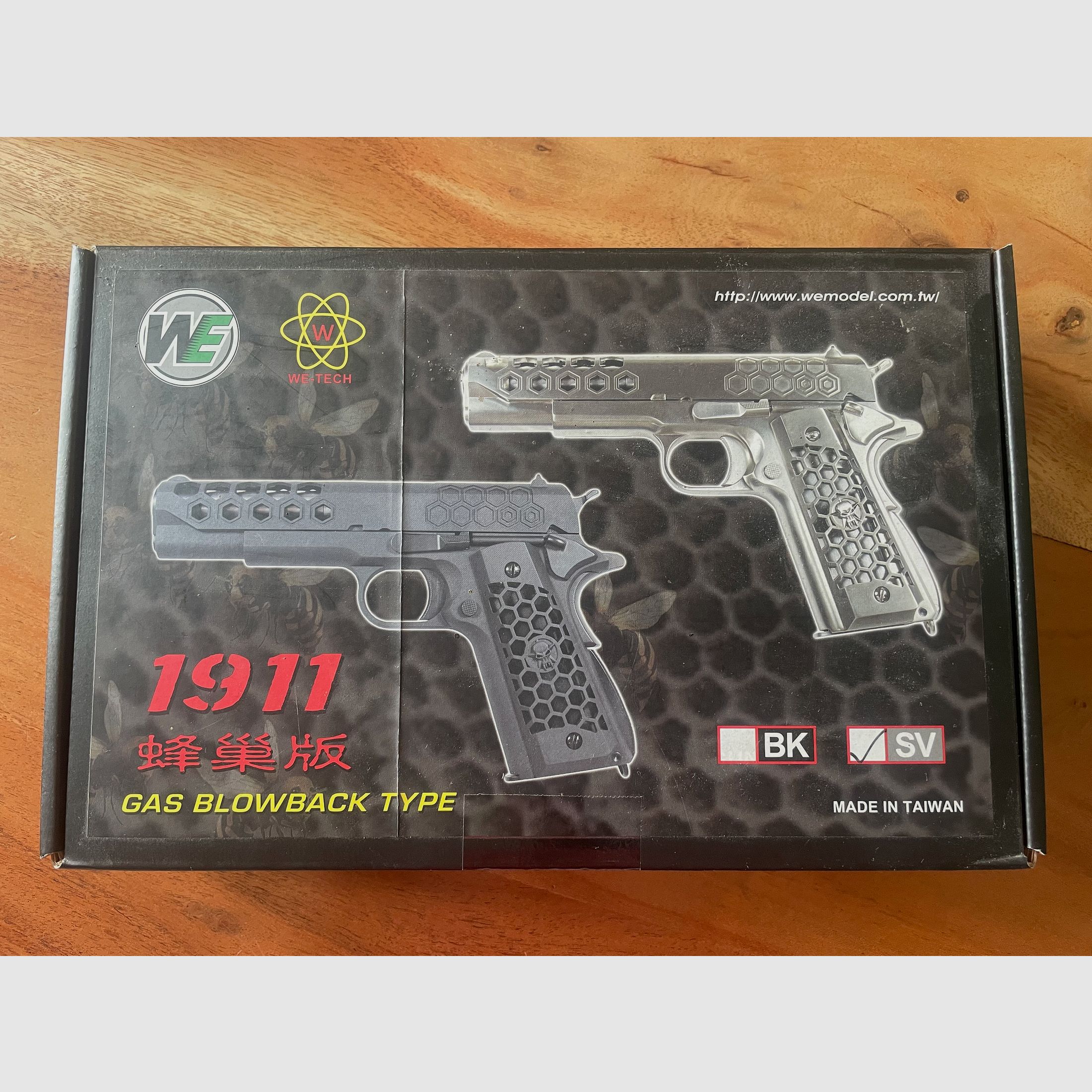 WE M1911 Hex Cut - GBB 6 mm, argent (pistolet AirSoft)