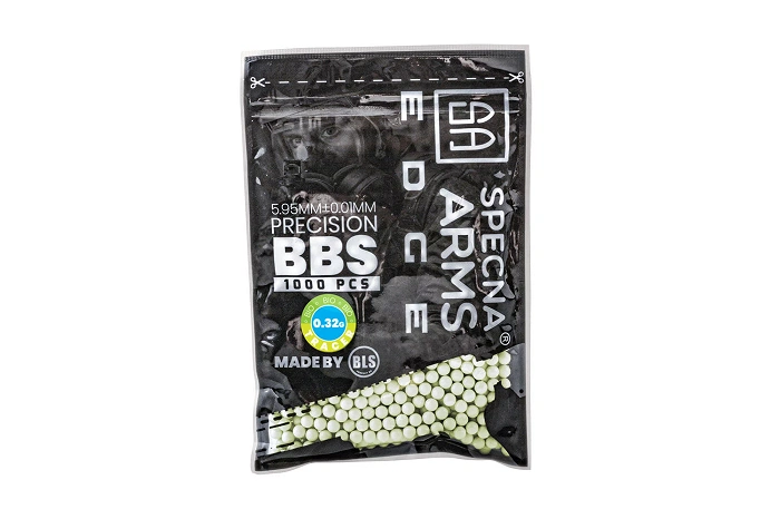 Specna Arms EDGE Tracer BIO 6 mm Airsoft BBs, 0.32 g – 1000 pcs – green, image 1 of 2