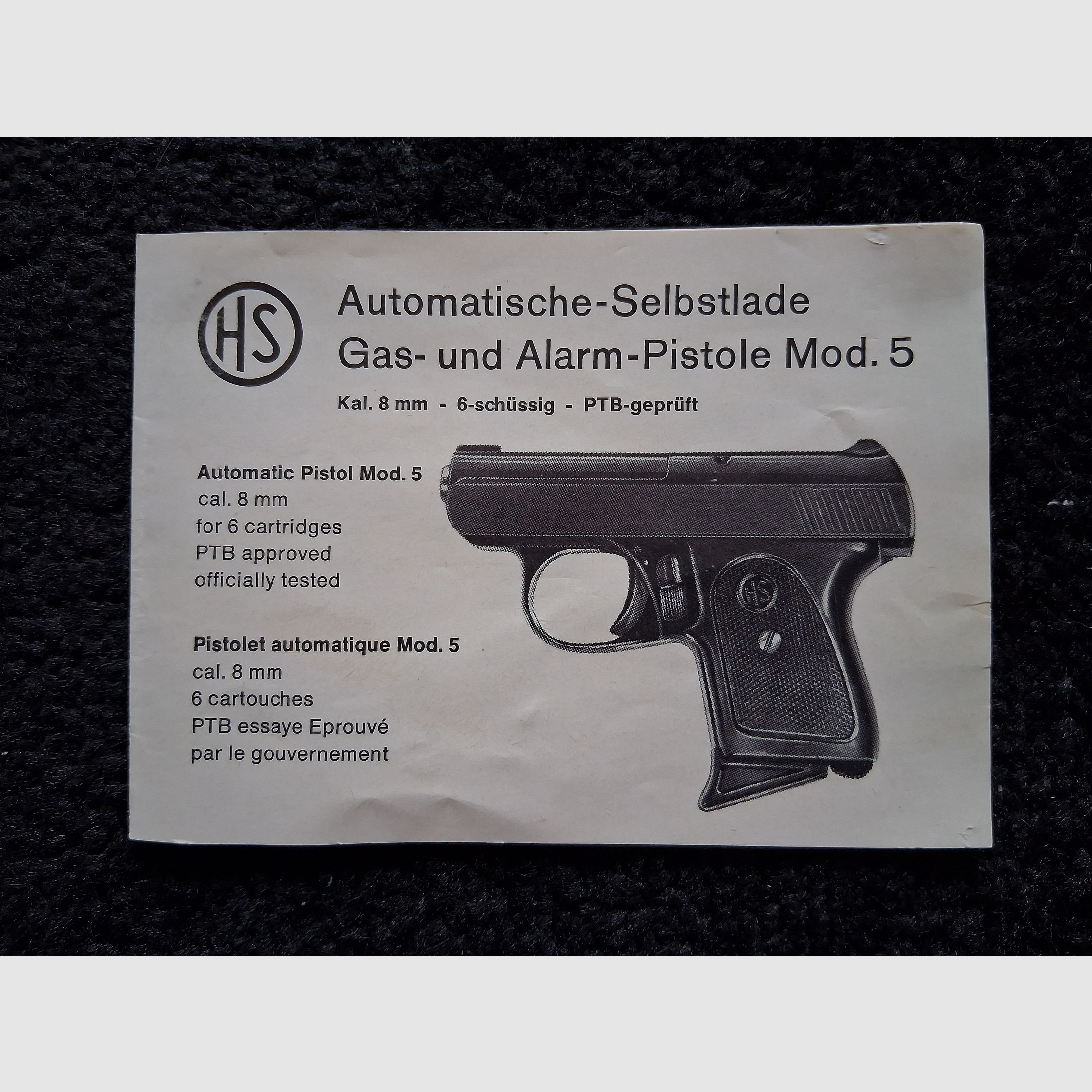 Gebrauchsanleitung Bedienungsanleitung für HS Mod. 5 (PTB 100-69)