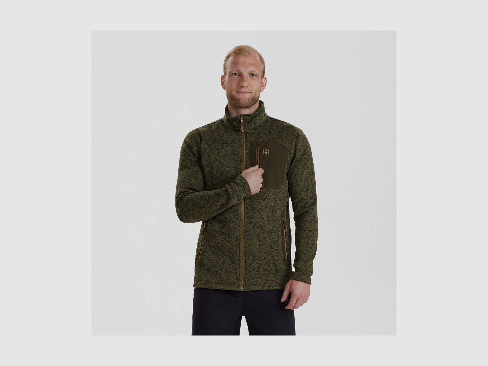 DEERHUNTER Sarek Strickjacke Olive Night melange