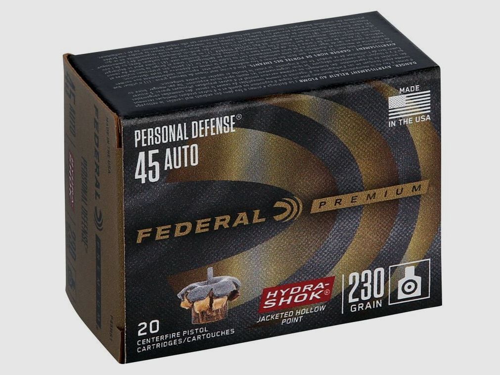 Federal Premium Personal Defense Hydra-Shok .45 ACP 230GR JHP 20 Patronen, Bild 2 von 7