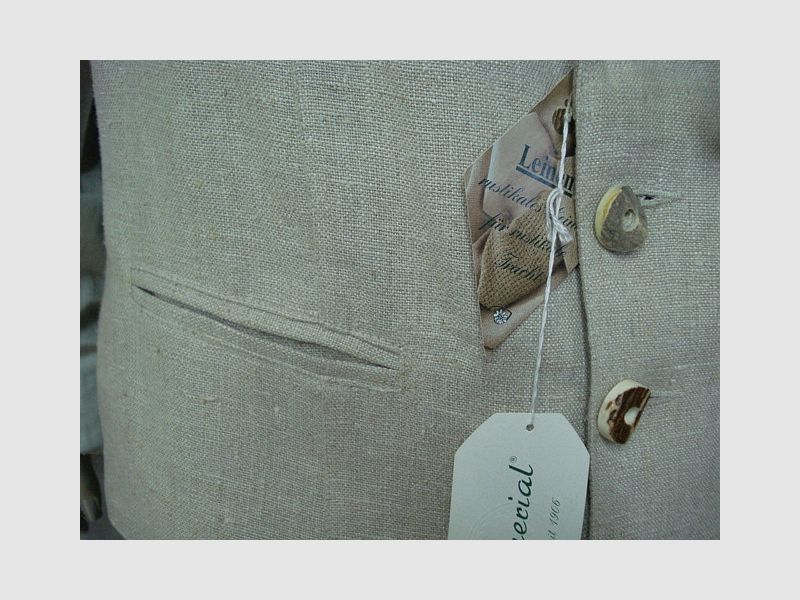 Leinenweste für Herren - mit Lederrevers