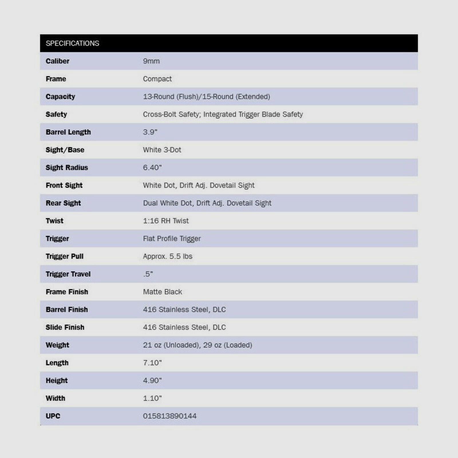 Mossberg MC2c Black 3.9" (9 inch) C.B Safety 9mm Luger