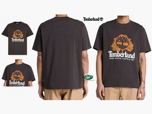 TIMBERLAND Crew Neck T-shirt Front Graphic color black vintage