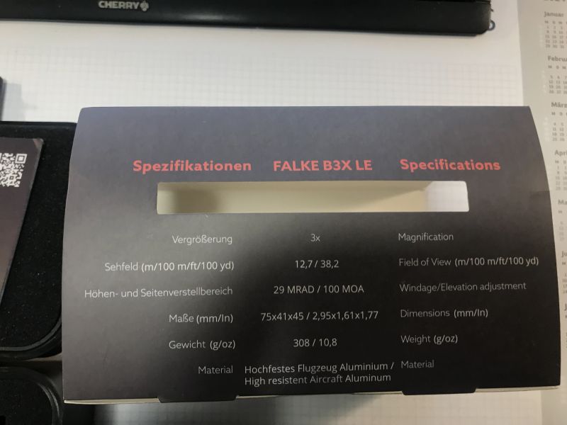 Falke B3X lE Magnifier Auto-Side-Up 3fach Vergrößerung NP 325 Steiner Zeiss Sig Sauer AR15