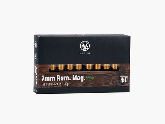 RWS 7mm Rem. Mag. HIT Green - 9,1g/140 grain cartuchos de rifle sin plomo
