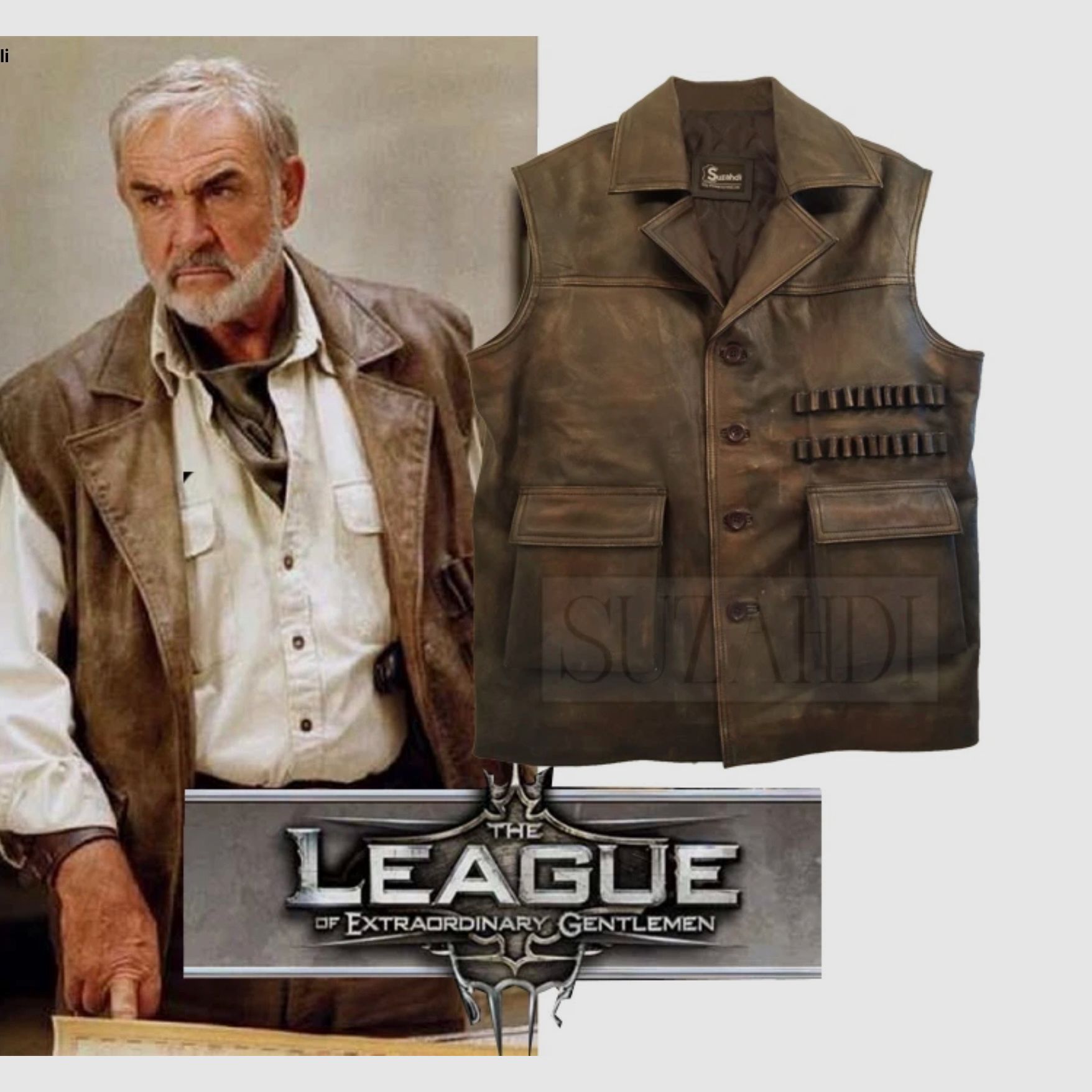 Gilet in pelle Sean Connery Allan Quatermain Safari Weste