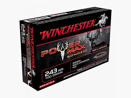 Winchester Power Max Bonded .243 Win. 100GR Bonded Rapid Expansion PHP 20 cartridges