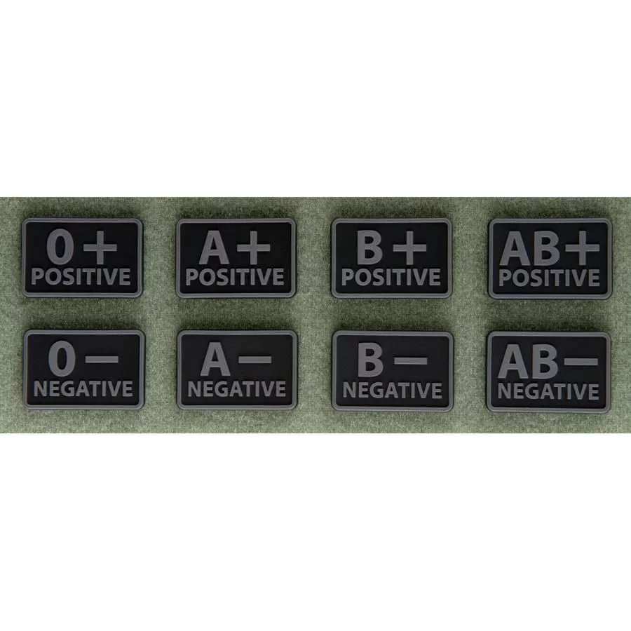 Helikon Emblem BLOOD GROUP (set – 2 pcs.) – PVC – Black-Black – AB/Rh+, image 2 of 6