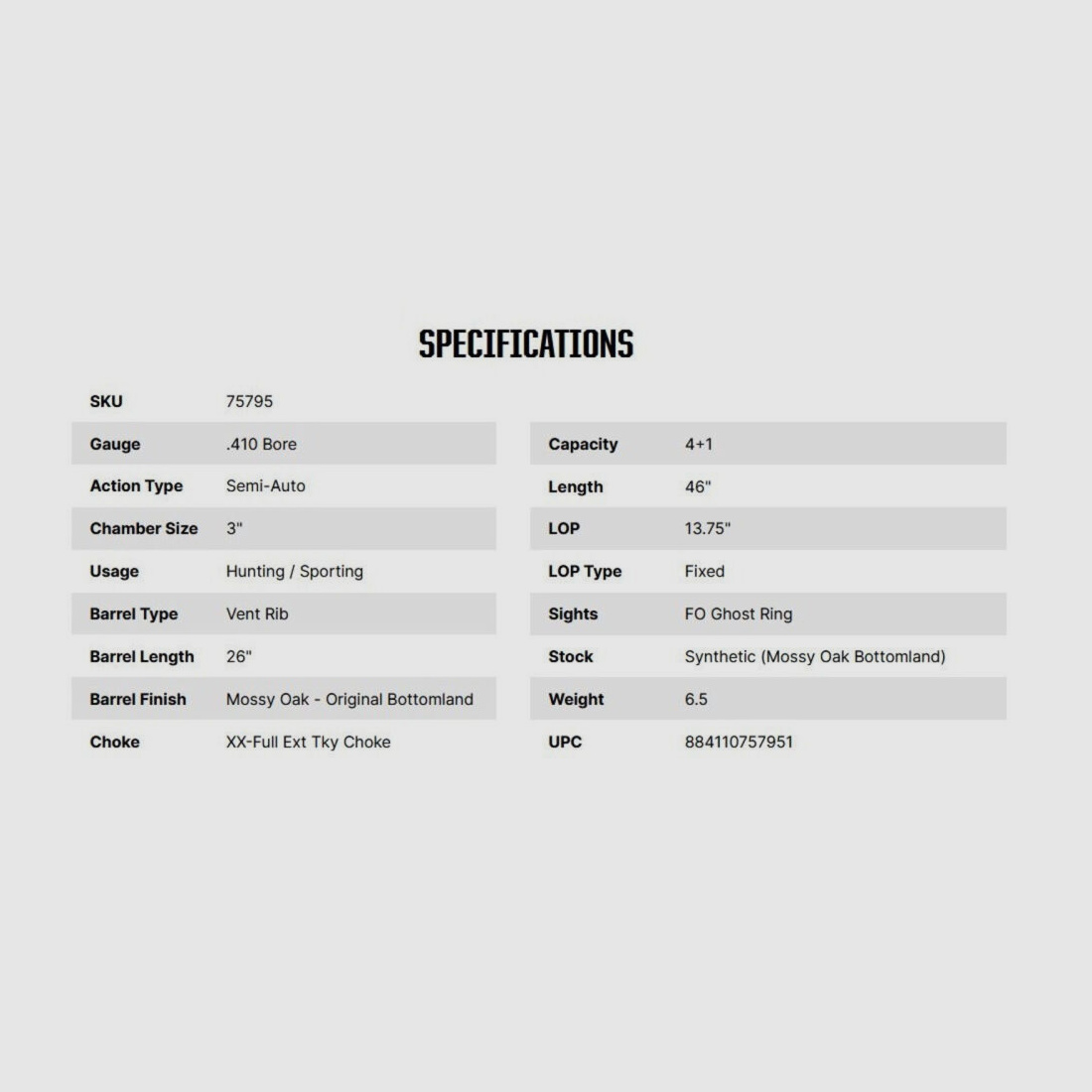 Mossberg International SA-410 Turkey 26" (26 Zoll) .410/76