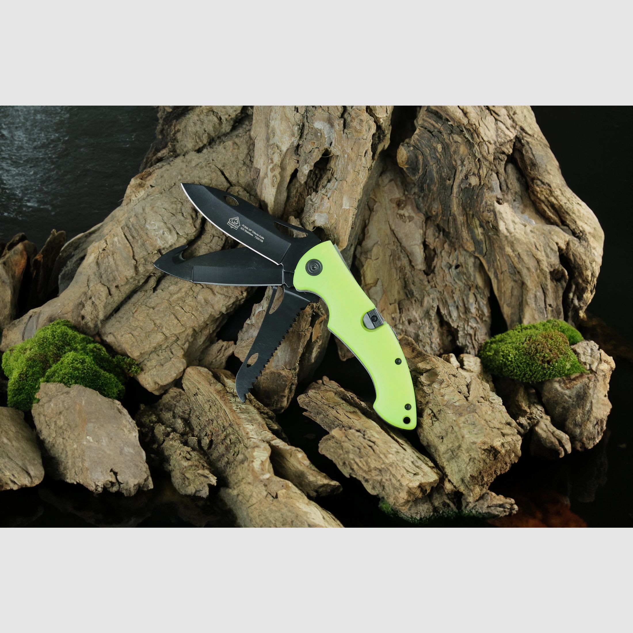PUMA XP Trifecta 3-Klingen Schliessmesser, Acryl Fluoreszierend