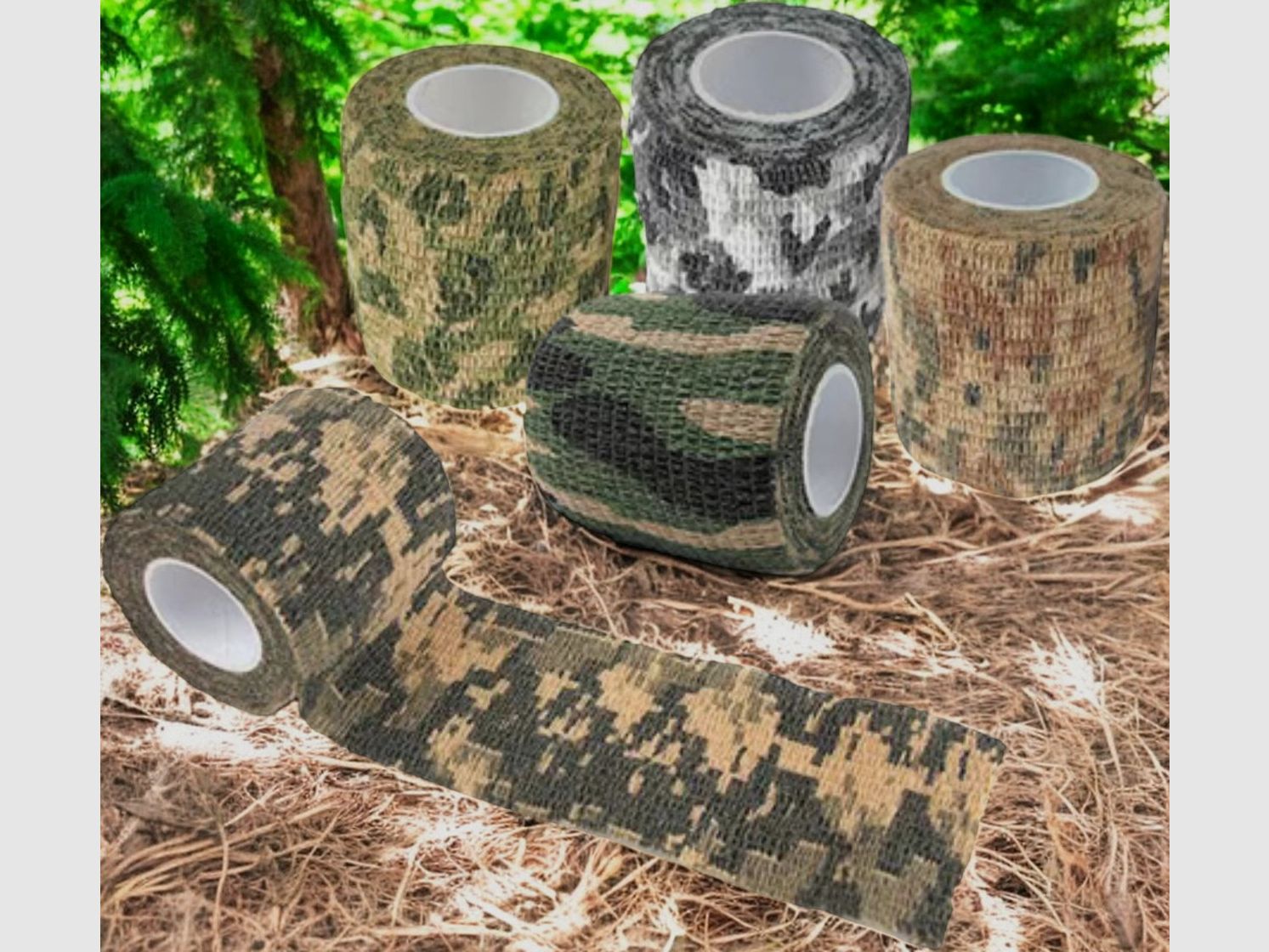 Camouflage tape set 5 kleuren zelfklevend