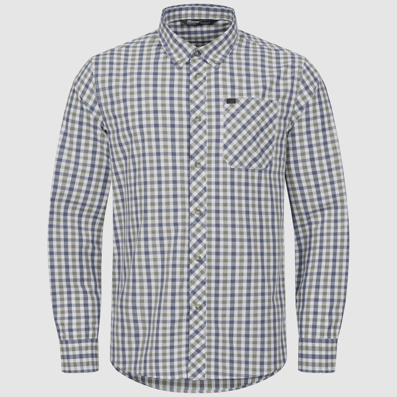 Blaser Herren Hemd Juno oliv/blau kariert