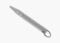 Kubotan strié POINT avec Anneau de Clé - Argent