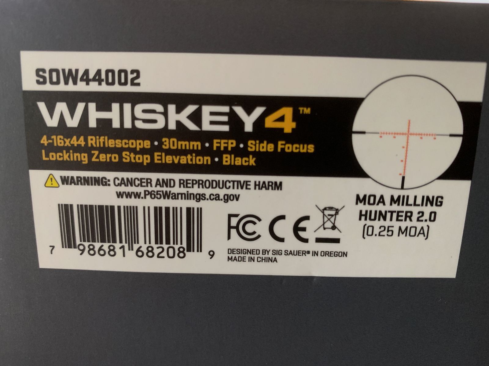 Sig Sauer WHISKEY4 | 4-16x44 | MOA Milling Hunter 2.0 beleuchtet FFP