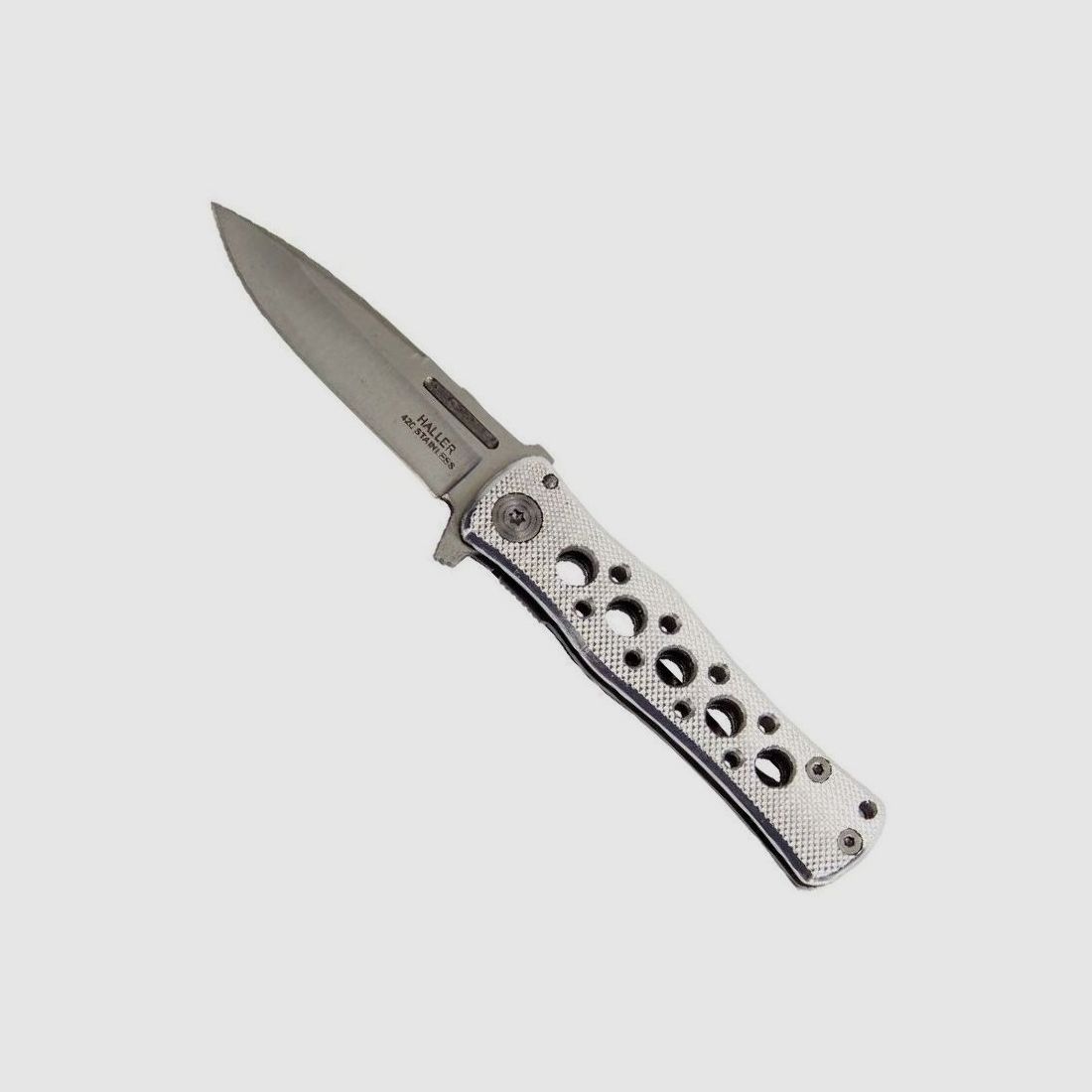 Mini Taschenmesser silber m. Lcher, 420rsf. Nagelgr.