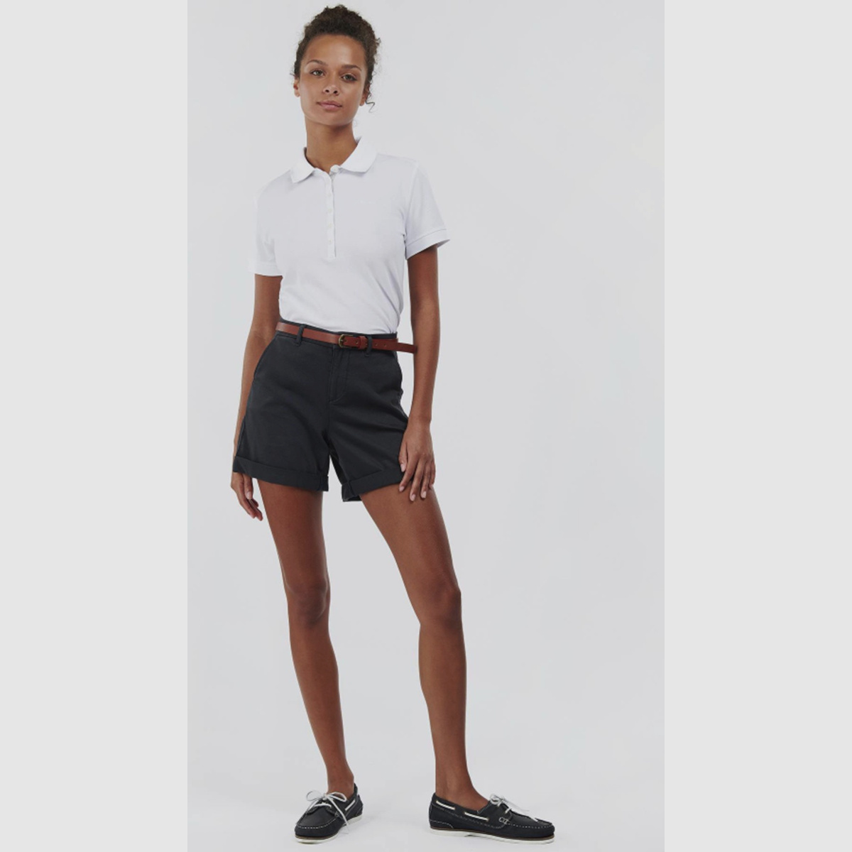 BARBOUR Portsdown Top Poloshirt Bianco/ Betulla Argento