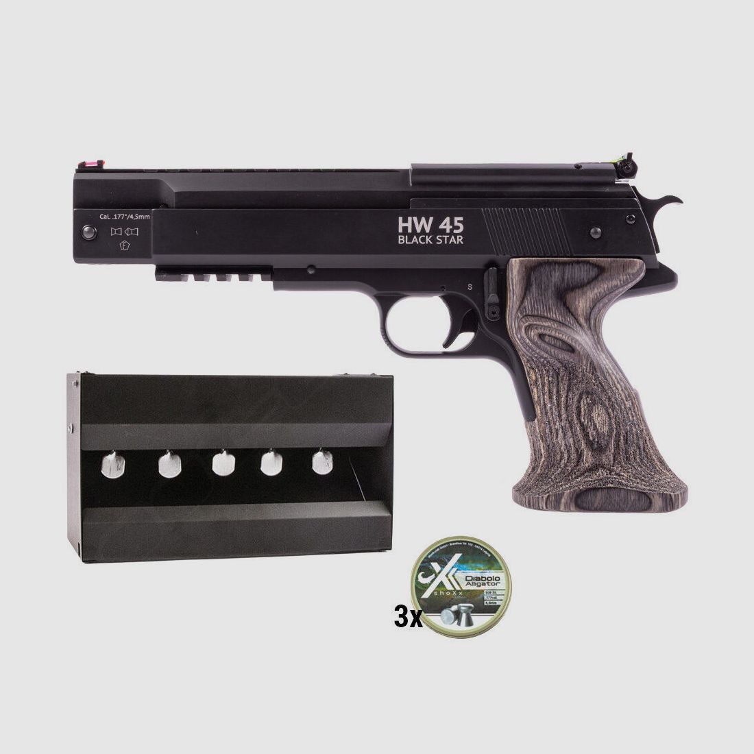 Weihrauch HW 45 Black Star Luftpistole Kal. 4,5mm Plinking Set