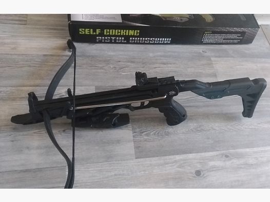 Pistolenarmbrust Alligator II 80 lbs schwarz mit Zubehör – unbenutzt